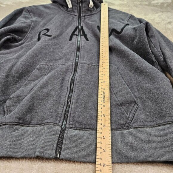 G-Star Raw Hoodie Big Logo Spellout Gray Full Zip Long Sleeve Sweatshirt Men's M - Picture 5 of 10